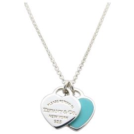Autre Marque Tiffany & Co. Collana Return to Mini Blue Double Heart Tag