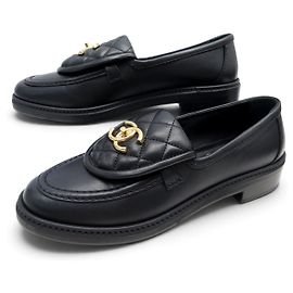 NUOVE SCARPE CHANEL MOCASSINI G45474 LOGO CC 37.5 PELLE MATELASSÉ