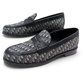 CHRISTIAN DIOR SCHUHE GRANVILLE LOAFER 42 OBLIQUE LEINWAND LEDER LOAFERS