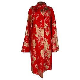 Trench Coat em Brocado Dries Van Noten x Christian Lacroix em viscose vermelha