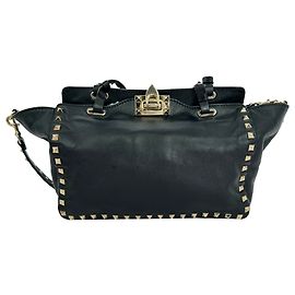 Saco Tote Médio Rockstud Valentino Garavani em pele preta