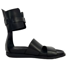 Ann Demeulemeester Belted Ankle Wrap Sandals in Black Leather