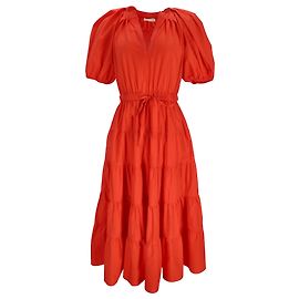 Vestido midi a capas Olina Ulla Johnson en algodón coral