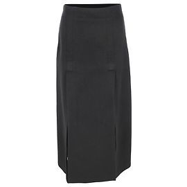 Proenza Schouler Gerader Maxi-Rock mit Schlitzen aus schwarzer Wolle