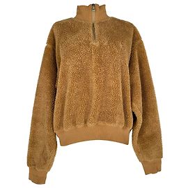 Polo Ralph Lauren Fleece Sherpa Quarter Zip Jacke aus braunem Polyester