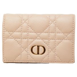 Cartera bi-fold Christian Dior Dior Cannage Calo Glycine en rosa