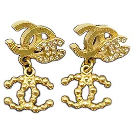 Boucles d'oreilles Chanel Triple Coco Mark strass