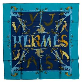 Hermès Hermes Carre 90 ANIMAL ALPHABET Forest Animal Seidentuch
