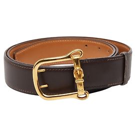 Hermès Cinto de couro marrom e dourado Hermes