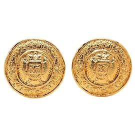 Brincos de pressão redondos Chanel Coco Mark