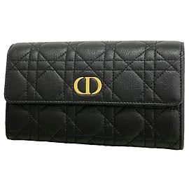 Cartera larga de piel negra Christian Dior