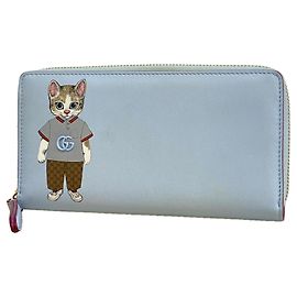 Gucci Long Leather Wallet Bordeaux and Light Blue