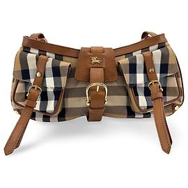 Bolso de hombro Burberry Nova Check de lona recubierta Small