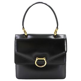 Céline Celine Double Flap Handbag in Black Leather