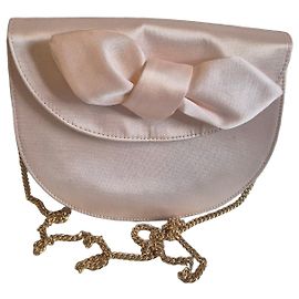 tara jarmon bolso de satén rosa lazo cadena dorada solapa redondeada noche ceremonia mujer accesorio