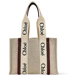 Chloé Borsa Tote Chloe Woody in Tela e Pelle Medium