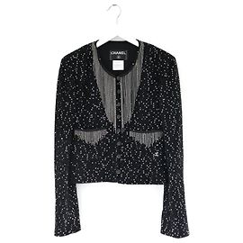 Chanel Fall 2002 02A Fantasy Tweed Sequin Jacket with Chain Fringe