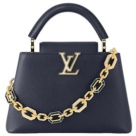 Louis Vuitton Capucines Mini Handbag in Dark Blue Leather
