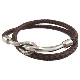 Hermès Hermes Jumbo Braided Leather Charm Bracelet