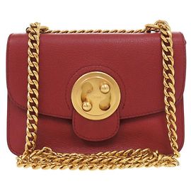 Bolso de hombro Chloé Chloe Millie de piel rojo con cadena