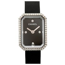 Relógio Feminino Chanel Première com Bezel de Diamante H2434 Mostrador Preto