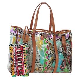 Sac Cabas PRADA en Vinyle Multicolore Argent Auth 204422A