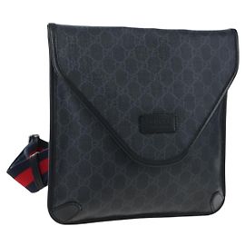 Borsa a tracolla GUCCI GG Supreme Sherry Line PVC Nero 599521 Auth ep15871A