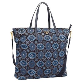 Saco Tote PRADA Nylon 2way Navy Gold Auth 206331A