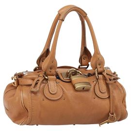 Chloé Borsa a mano Chloe Paddington in pelle Beige Oro Argento Auth BA15819V
