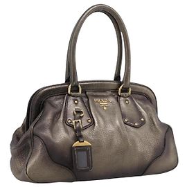 Sac à main PRADA en cuir Khaki Gold Auth ep15951