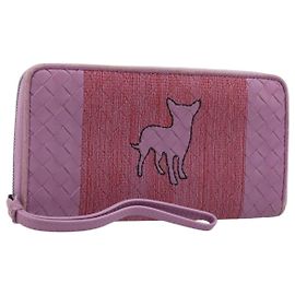 BOTTEGA VENETA INTRECCIATO Long Wallet Leather Purple Auth bs37355