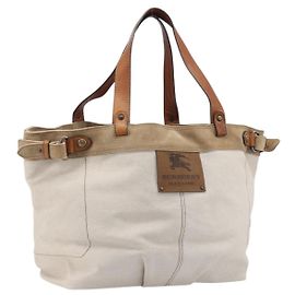 Borsa Tote BURBERRY Blue Label Canvas White Auth bs37331