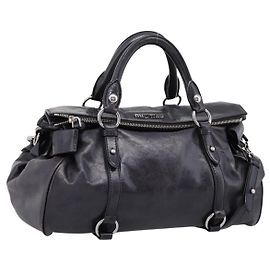 Bolso de mano Miu Miu Vitter Lux de cuero 2way Púrpura Plata Auth BA16195V