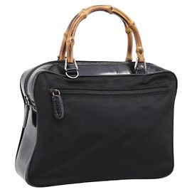 Borsa a mano GUCCI Bamboo Nylon Nero Argento 000 2040 0538 Auth ep16022