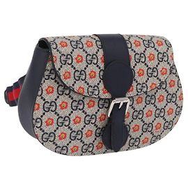 Marsupio bambini GUCCI GG Supreme PVC Sherry Line Navy 835822 Auth 206329M