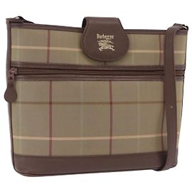 Borsa a tracolla Burberrys Nova Check Canvas Beige Gold Auth ep16148