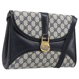 Borsa a tracolla GUCCI GG Supreme PVC Navy Gold Auth ep15976