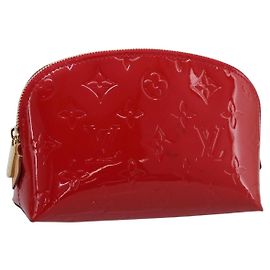 LOUIS VUITTON Monogram Vernis Pochette Cosmetic PM Red M90172 LV Auth mr2955V
