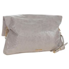 Sac à épaule Miu Miu Vitellolux Gray Gold Auth 205975V