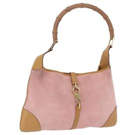 Bolso de hombro GUCCI Bamboo Jackie Suede Pink Gold 001 4060 Auth 206044A