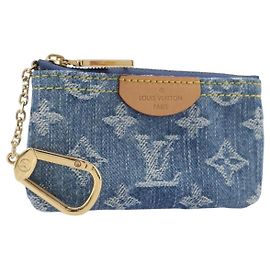 LOUIS VUITTON Monogram Denim Pochette Cles Coin Purse Blue M82961 Auth mr2995V