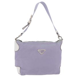 PRADA Schultertasche Nylon Purple Silver Auth mr2990