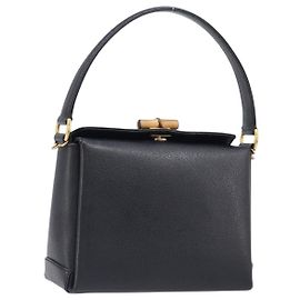 Borsa a mano GUCCI Bamboo in pelle nera e oro 000 926 0175 Auth ep15867A