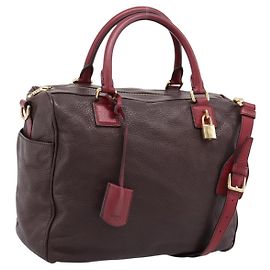 Bolsa de mão LOEWE em couro 2way Bordeaux tom dourado Auth bs37128A
