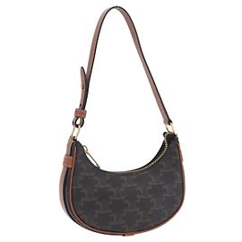 Céline CELINE Triomphe Mini Ava Pouch PVC Black Gold Auth 202524M