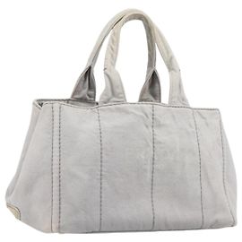 PRADA Canapa MM Handtasche Canvas Hellblau Goldfarben Auth bs37121