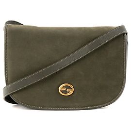 GUCCI - Borsa a tracolla Gucci in camoscio kaki vintage