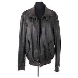 Yves Saint Laurent Lederjacke Schwarz Herren L