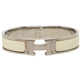 Pulsera Hermès Clic H Narrow de esmalte Plateada PM