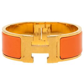 Bracciale Hermès Clic Clac H PM largo in smalto dorato